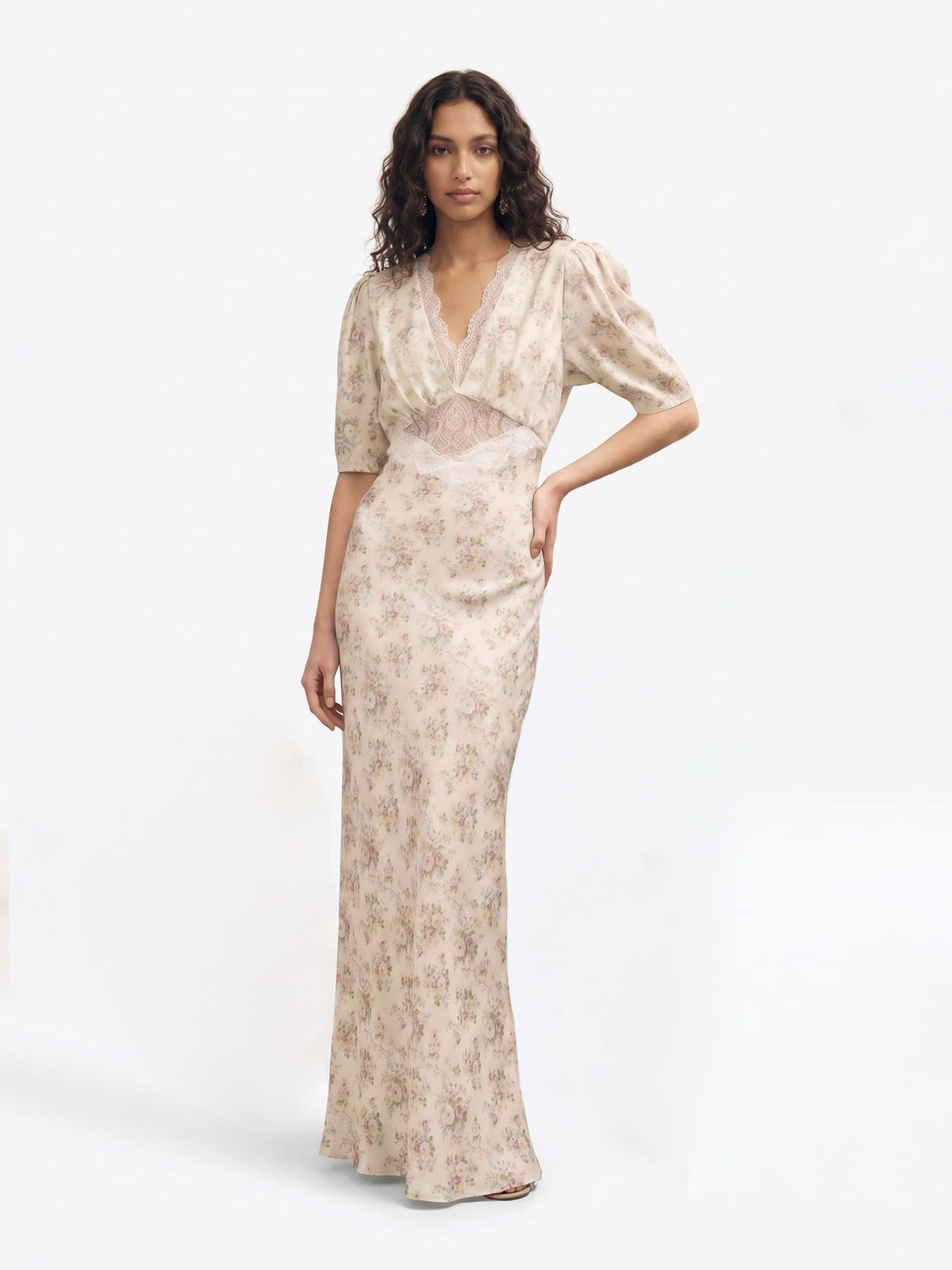 Floral Puff Sleeve Maxi Dress