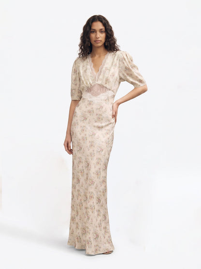 Floral Puff Sleeve Maxi Dress