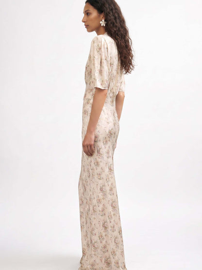 Floral Puff Sleeve Maxi Dress