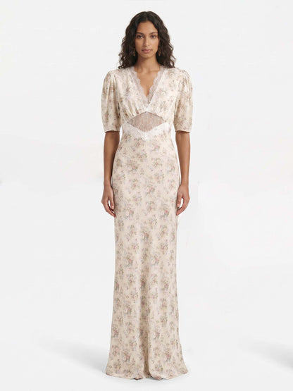 Floral Puff Sleeve Maxi Dress