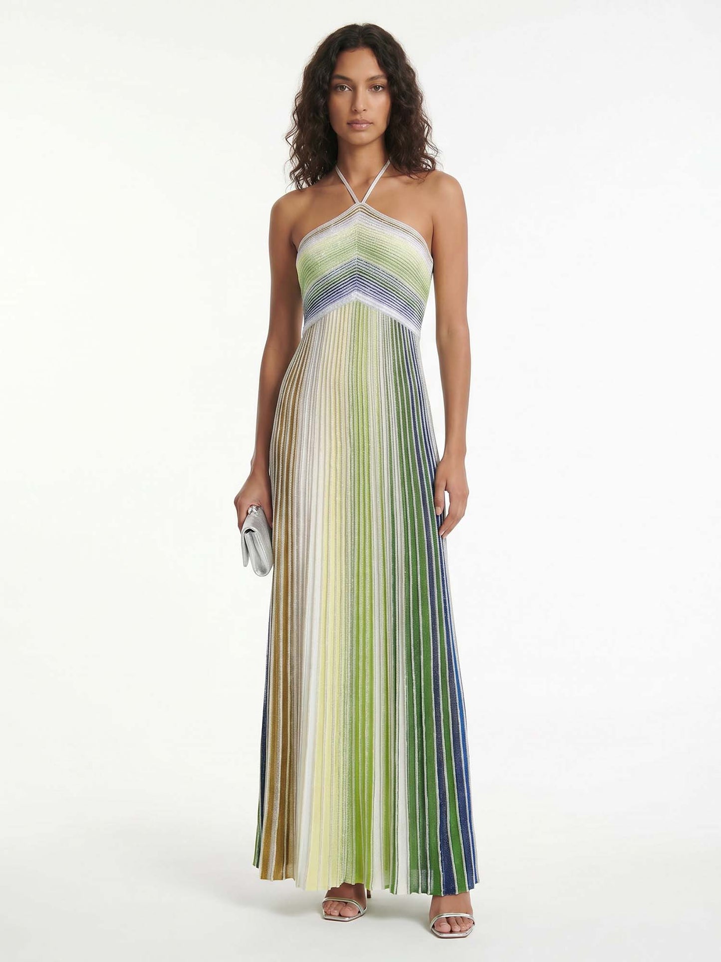 Prism Glow Halter Maxi Dress