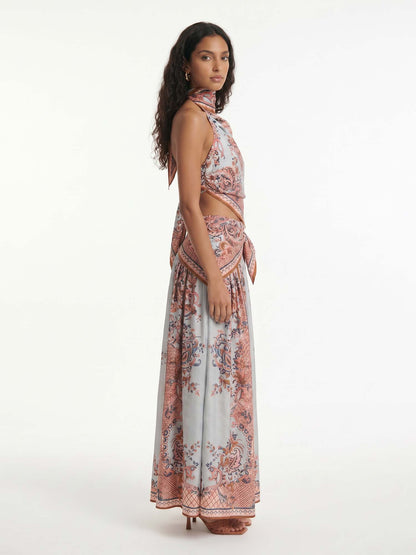Terracotta Paisley Printed Halter Set