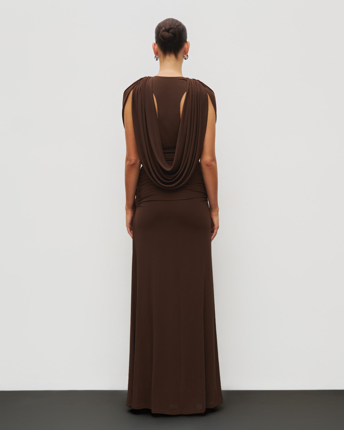 Elegant Deep V-Neck Twist Draped Sleeveless Maxi Dress