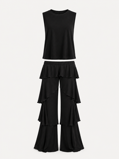 Casual Ruffle Pants Two-Piece Set