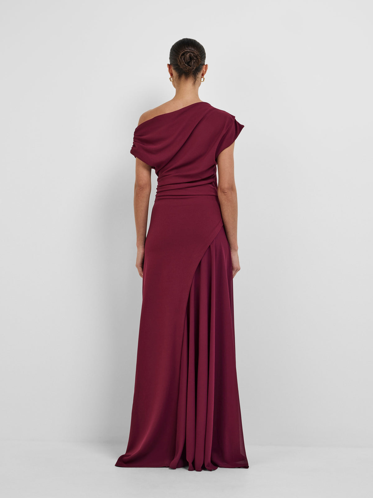 Elegant Off-Shoulder Draped Bodycon Evening Maxi Dress