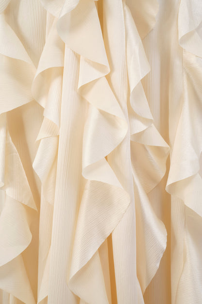 Elegant Halter Neck Ruffled Cutout Maxi Dress