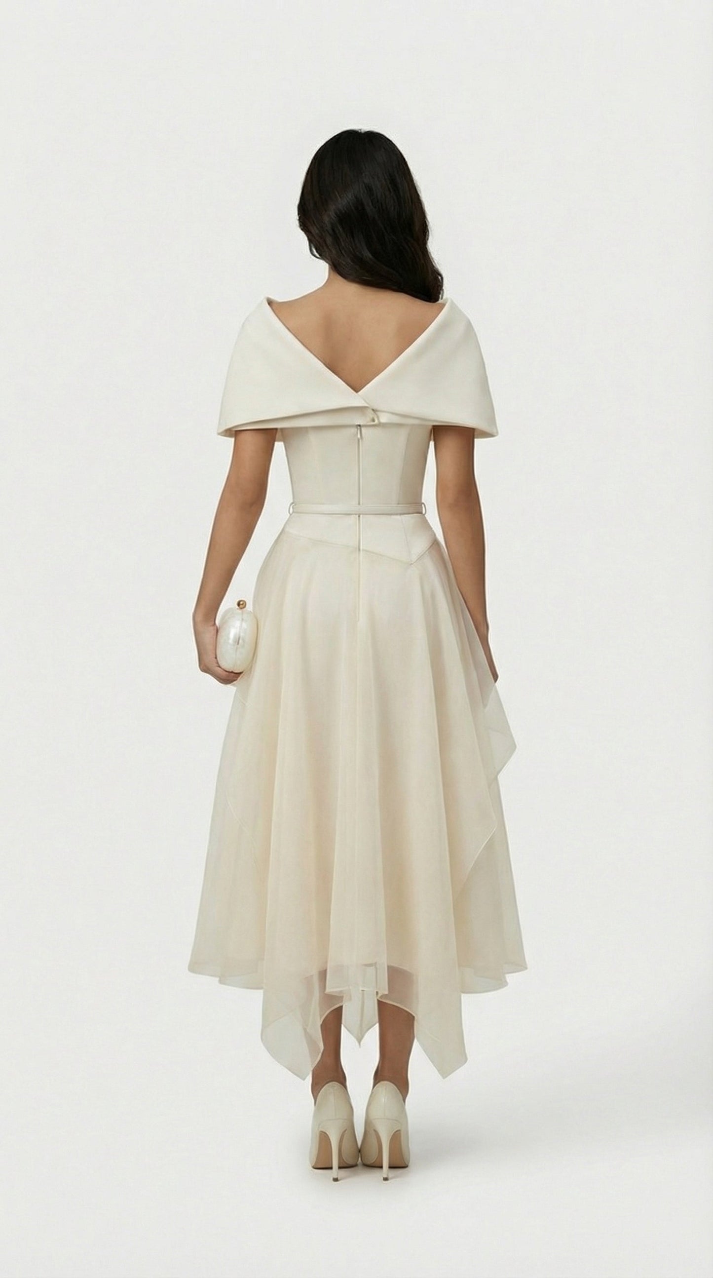 Elegant Off-Shoulder Pleated Midi Dress