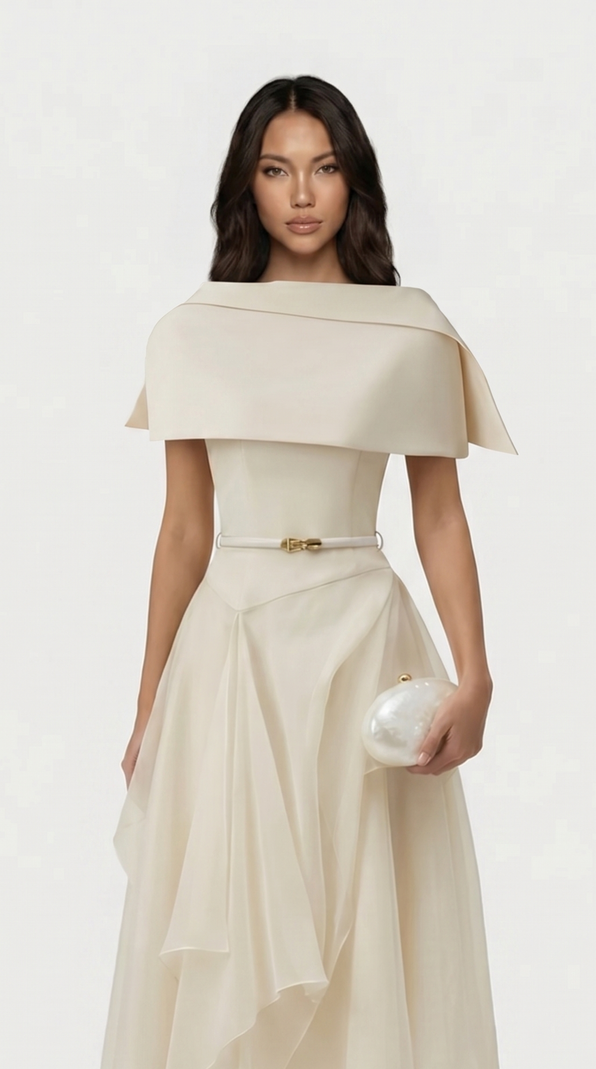 Elegant Off-Shoulder Pleated Midi Dress