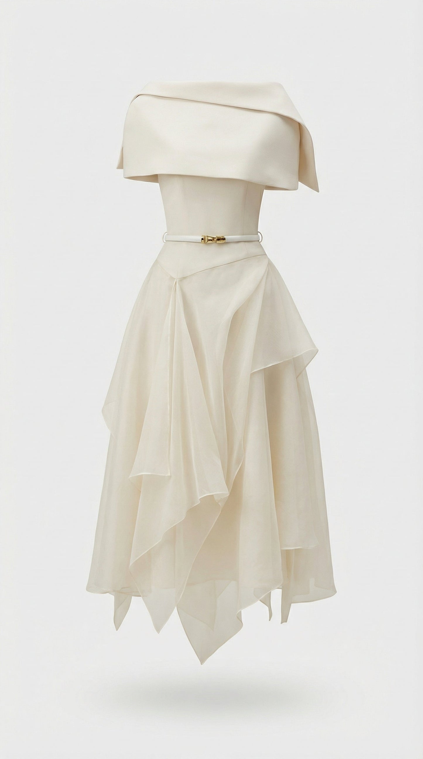 Elegant Off-Shoulder Pleated Midi Dress
