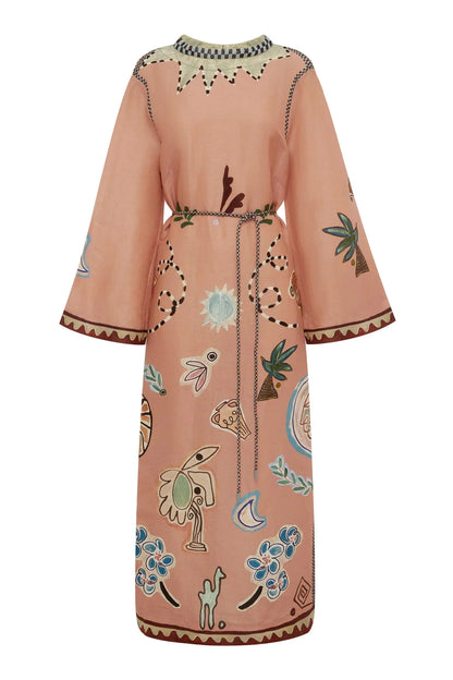 Unique Abstract Art Print Kaftan Maxi Dress
