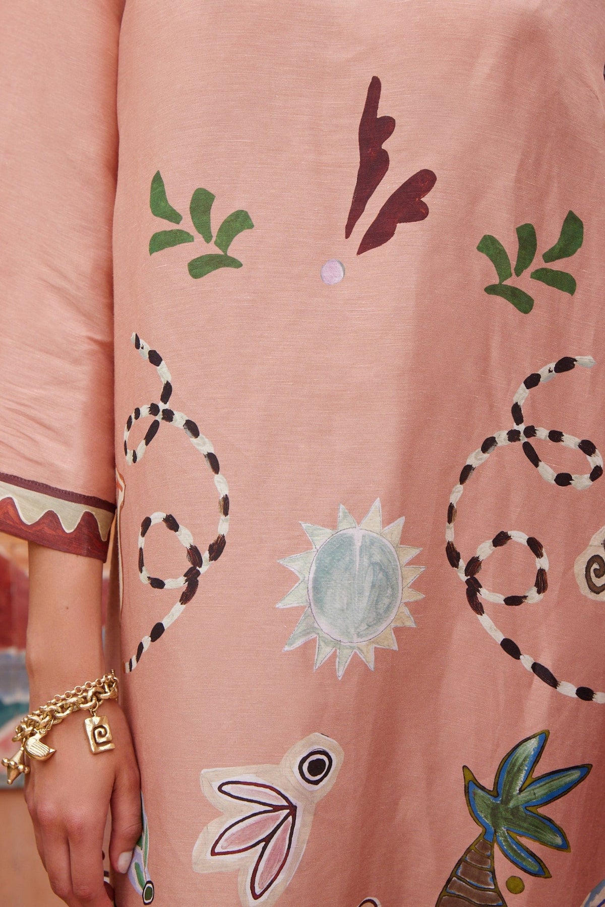 Unique Abstract Art Print Kaftan Maxi Dress