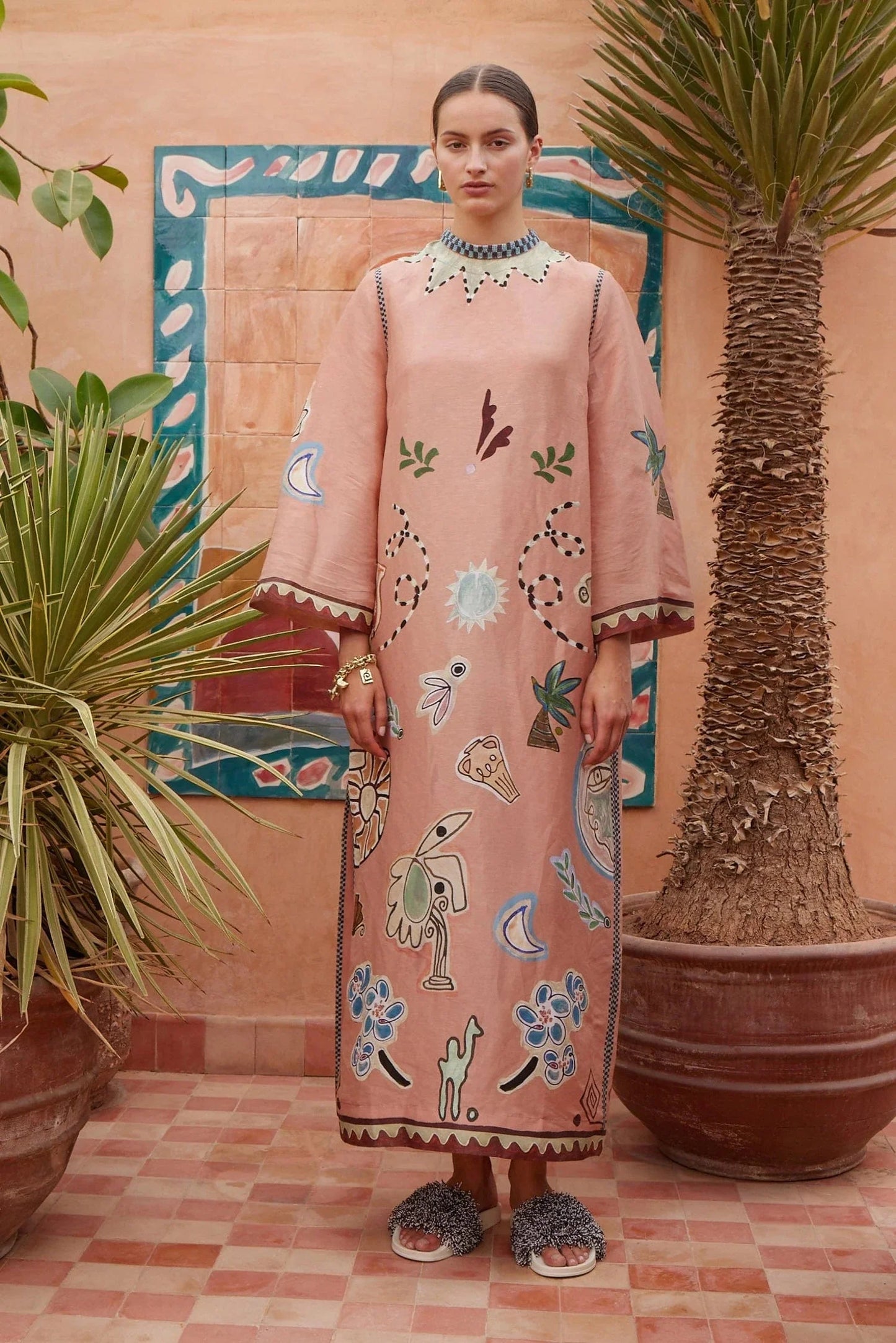Unique Abstract Art Print Kaftan Maxi Dress