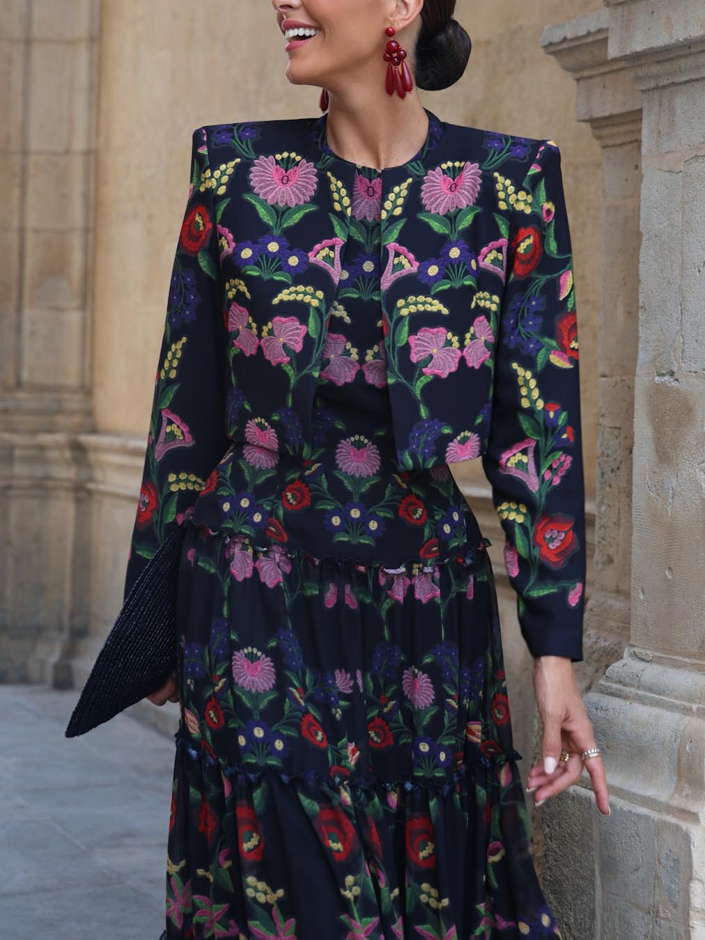 Elegant Backless Printed Layered Chiffon Flowing Maxi Dress