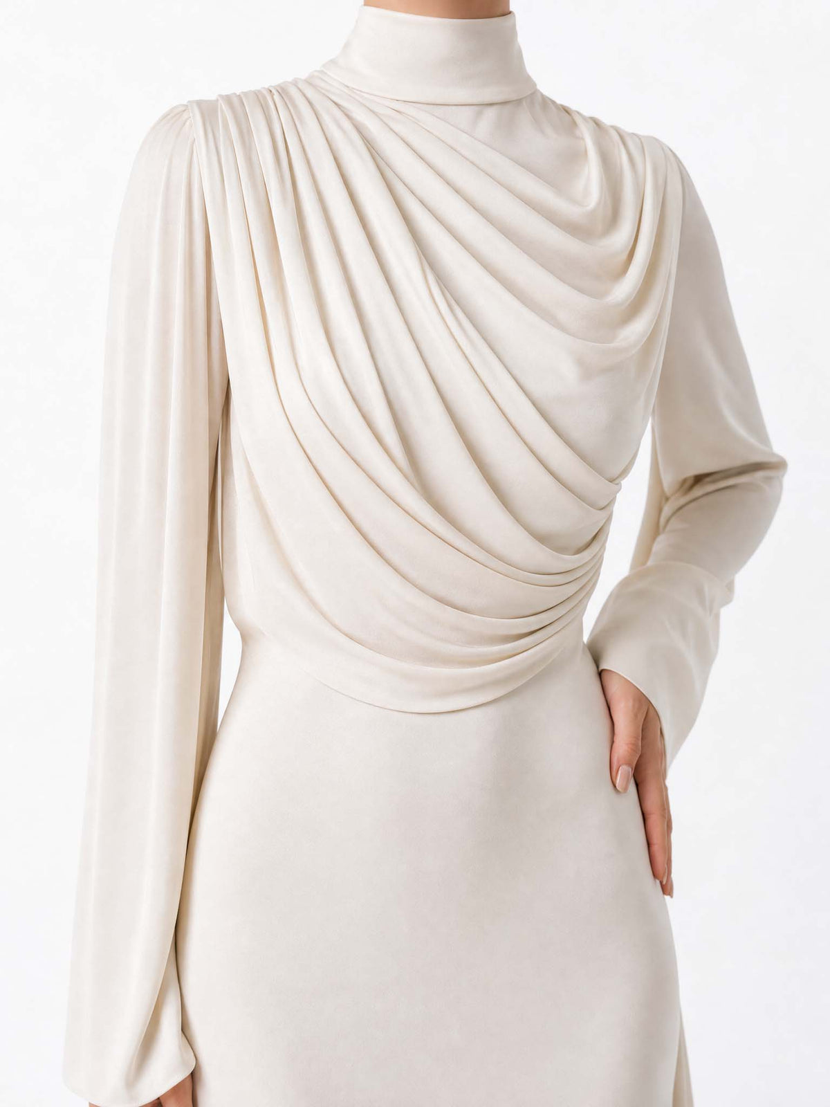 Pleated Design Ribbon Maxi Dress