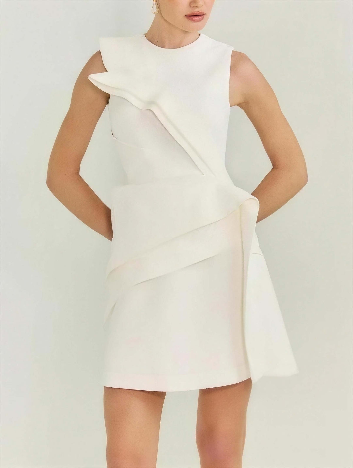 Elegant Origami-Inspired Sleeveless Mini Dress