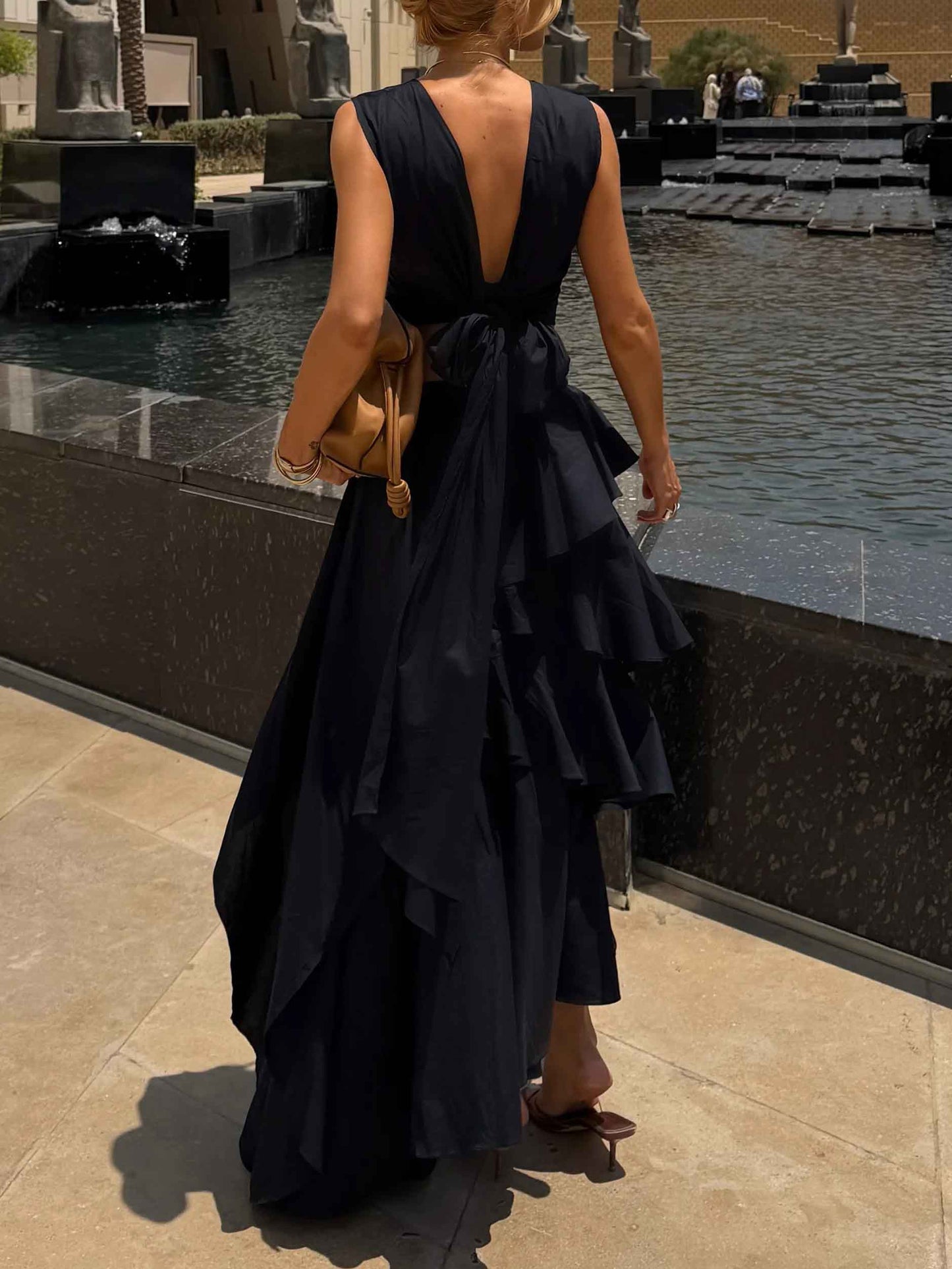 Elegant Crop Top & Tiered Asymmetrical Skirt Two-Piece Set
