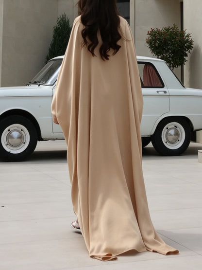 Elegant Satin Batwing Sleeve Top Two-Piece Set