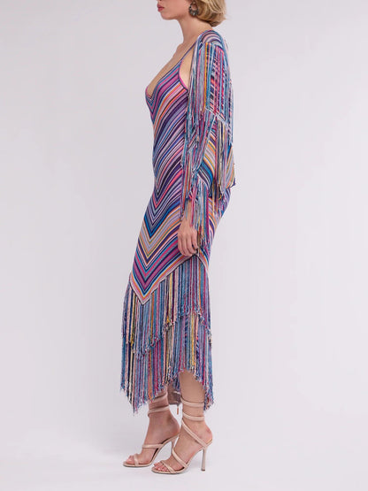 Rainbow Chevron Fringe Two-Piece Set
