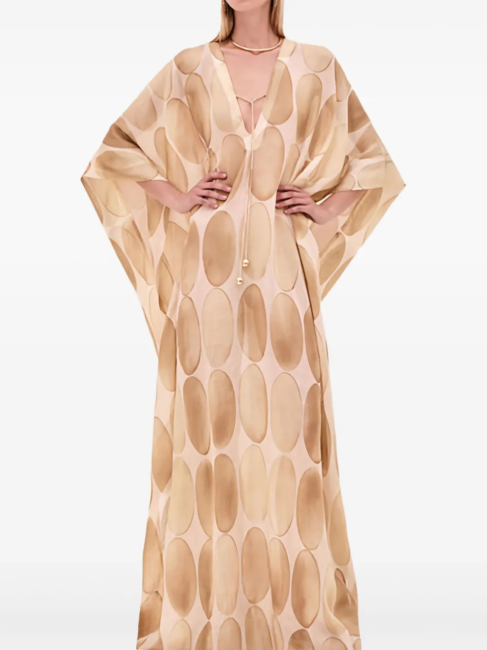 Exquisite Geometric Print Loose Batwing Kaftan Dress