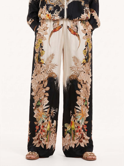 Exotic Jungle Print Zip-Up Long Sleeve Shirt
