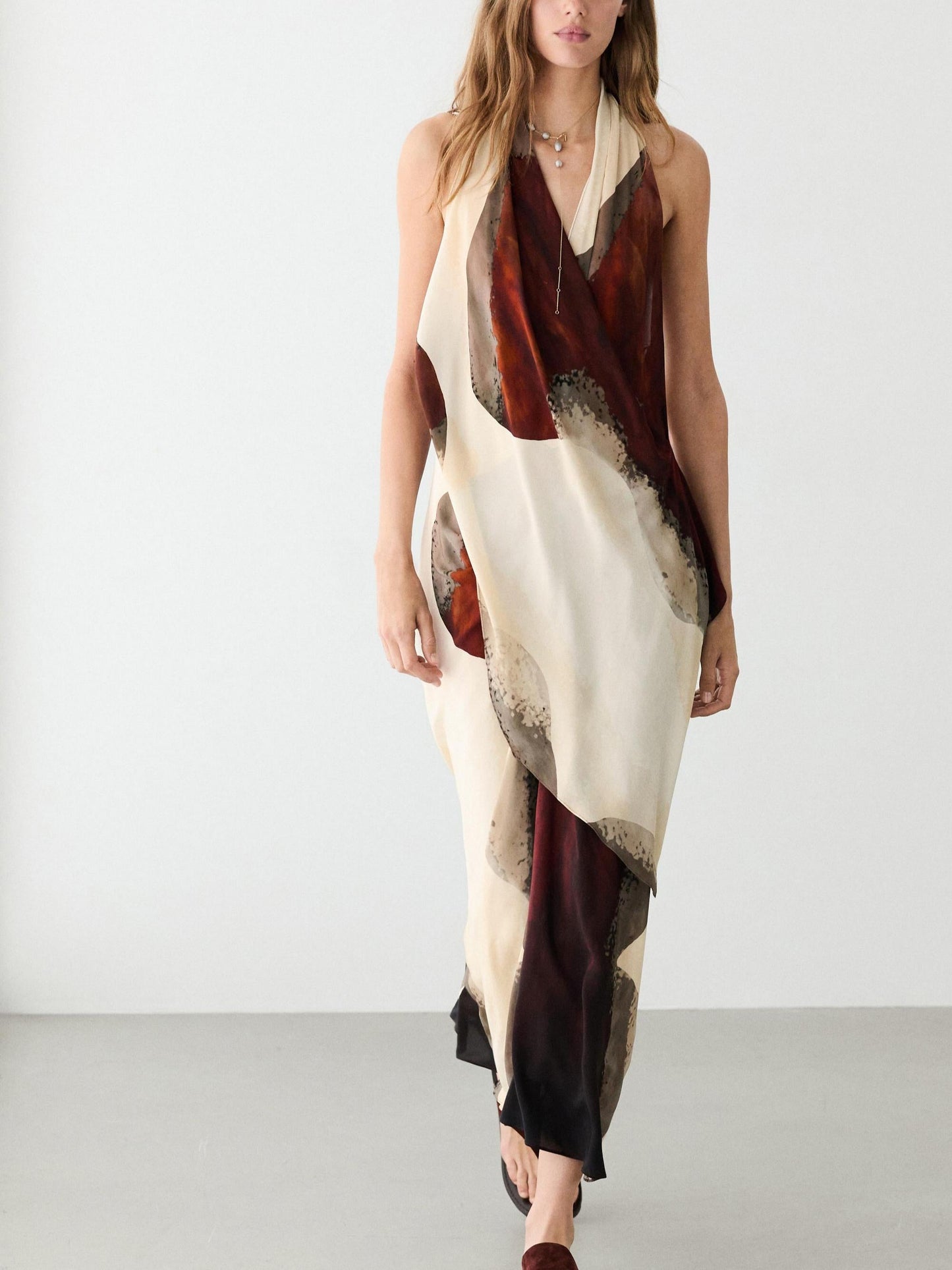 Luxe Flowing Halter Neck Maxi Dress