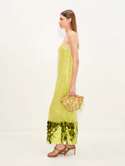 Elegant Spaghetti-Strap Sequin Maxi Dress