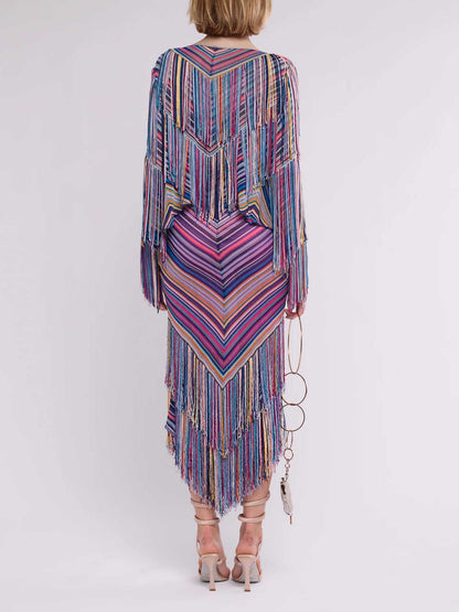 Rainbow Chevron Fringe Two-Piece Set