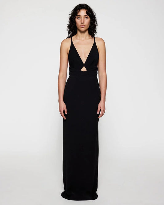 Elegant Plunge V-Neck Cutout Maxi Dress
