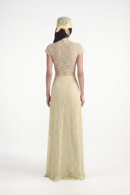 Lace Long-sleeved Top And Wide-leg Pants Set（Headscarf Not Included）
