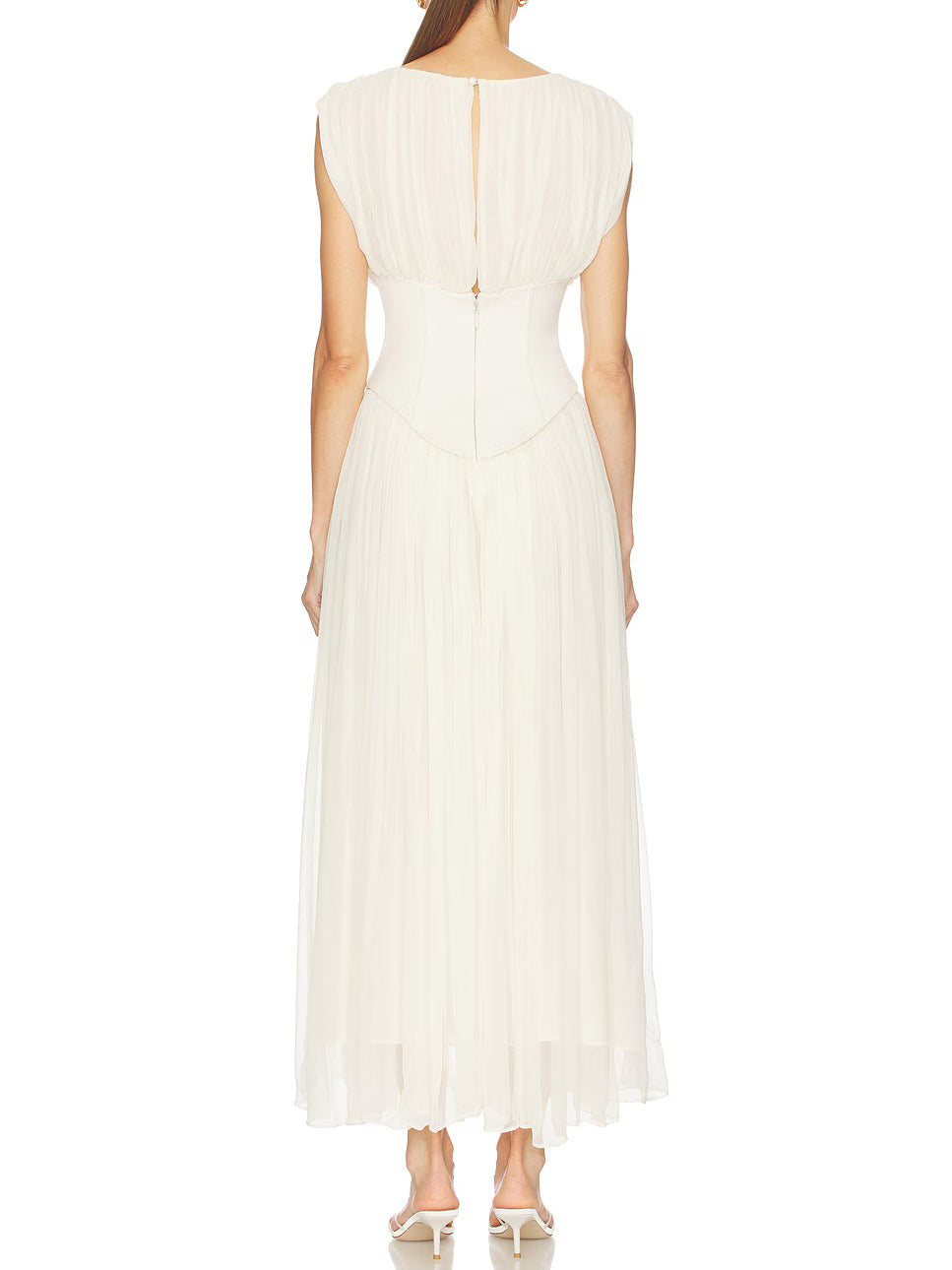 Elegant Sleeveless Ruched Chiffon Maxi Dress