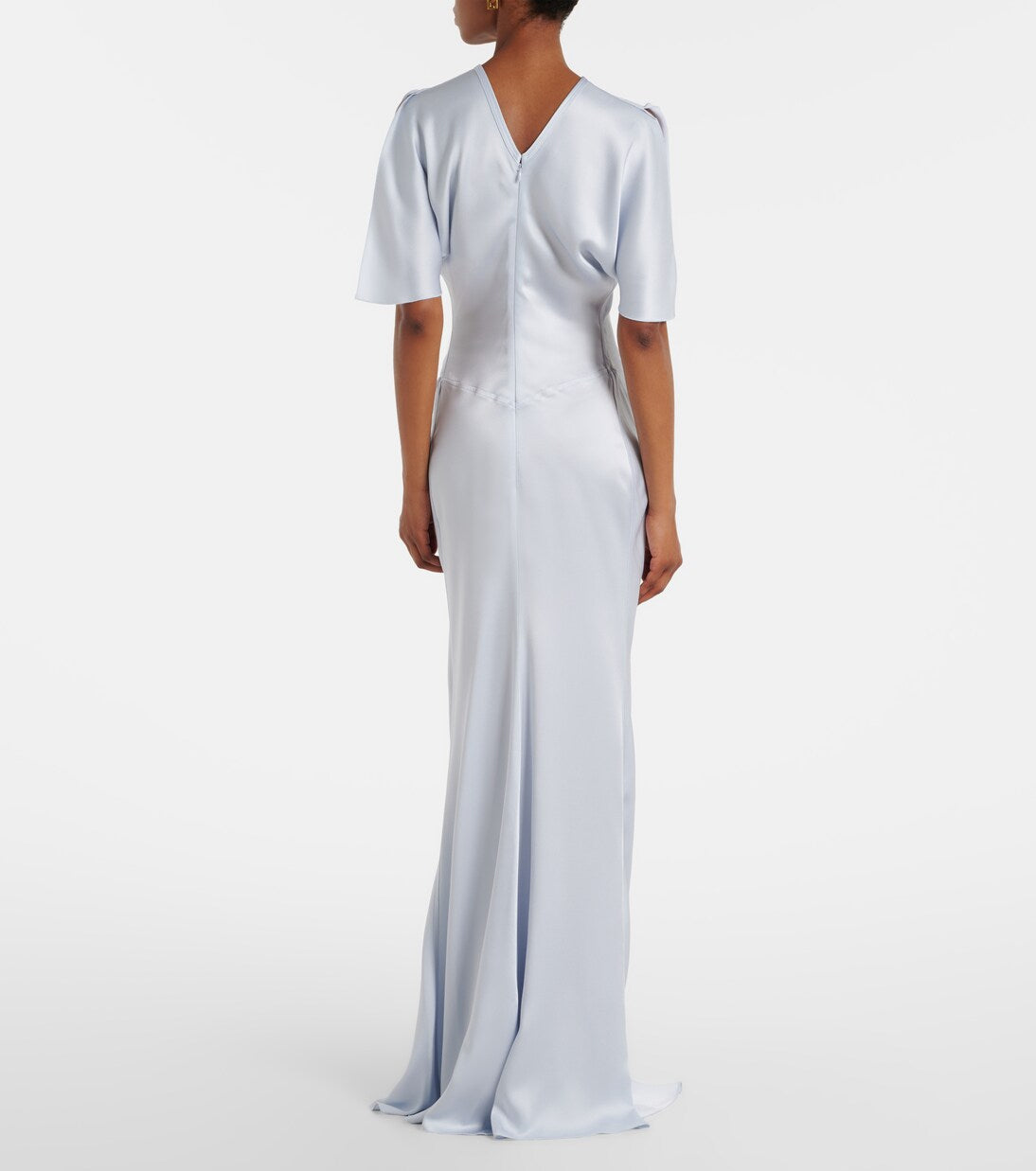 Satin Flutter Sleeve Dress