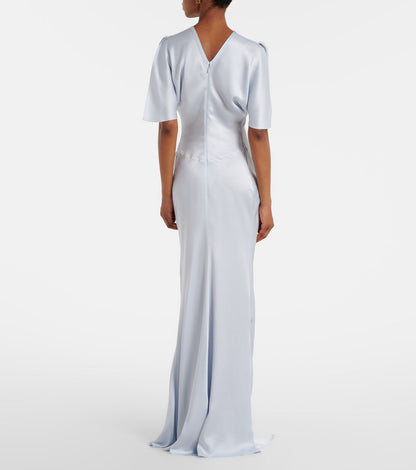 Satin Flutter Sleeve Dress