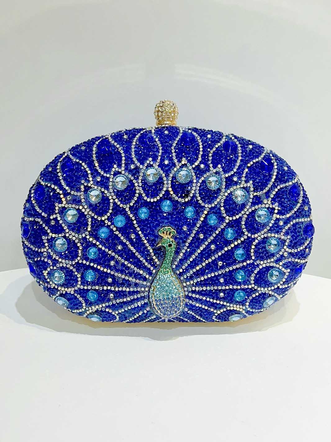 Retro Peacock Rhinestone Party Clutch Bag