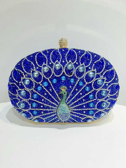 Retro Peacock Rhinestone Party Clutch Bag