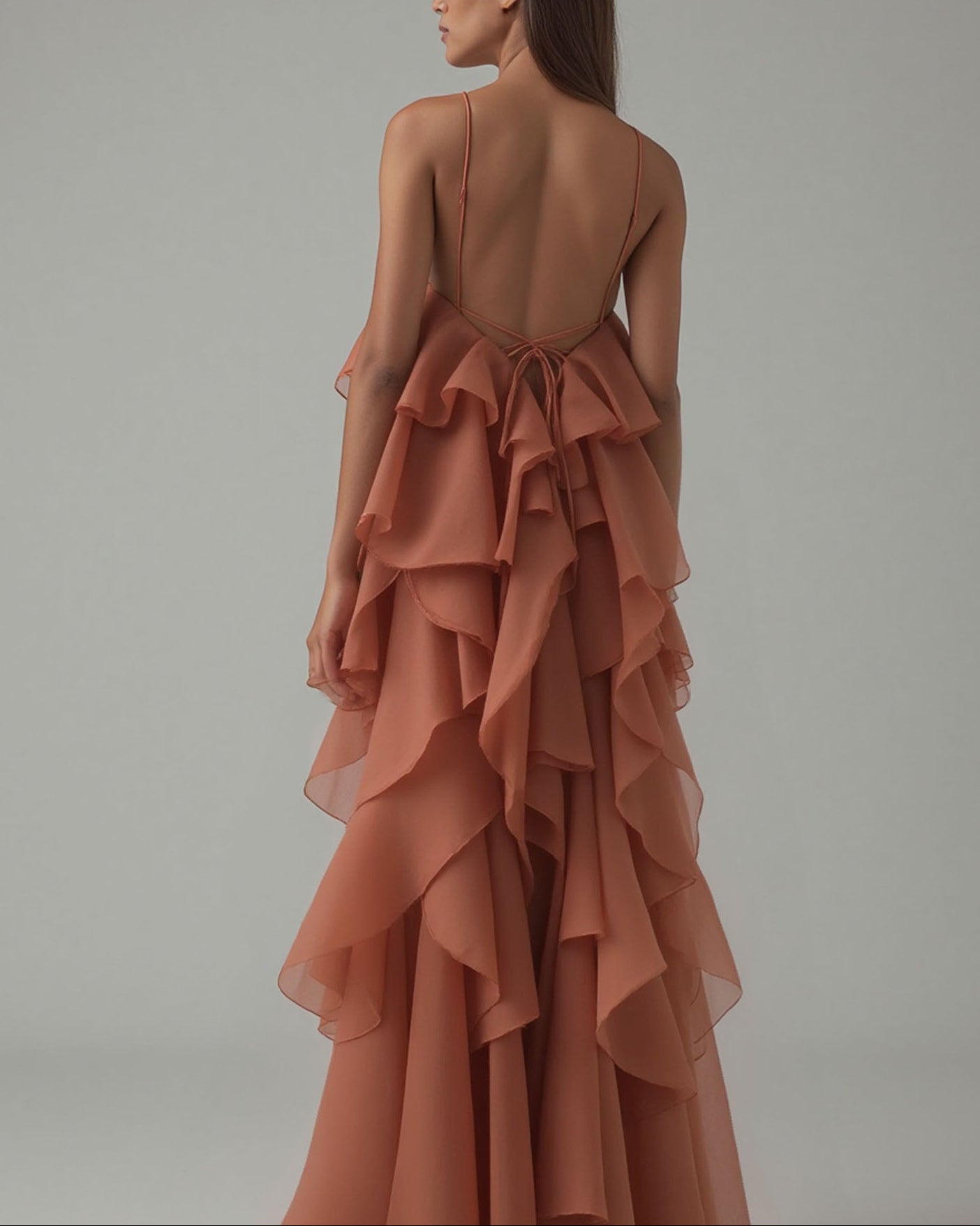 Elegant  3D Flower Ruffle Halter Maxi Dress