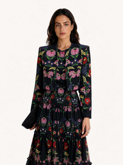 Elegant Backless Printed Layered Chiffon Flowing Maxi Dress