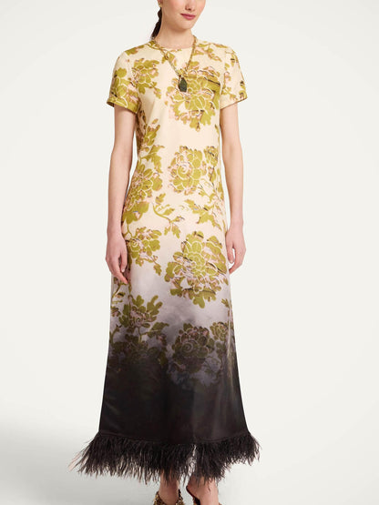 Feather Hem Midi Dress