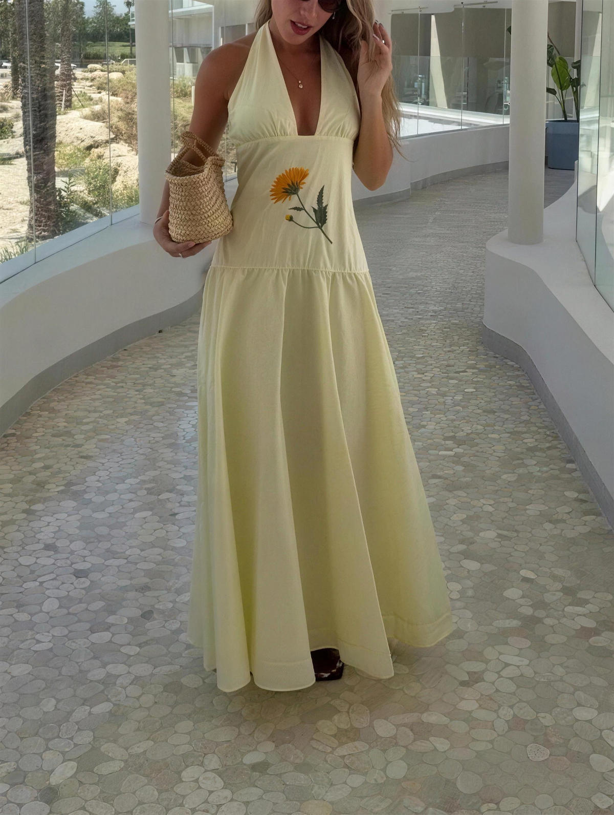 Elegant V-Neck Halter Maxi Dress
