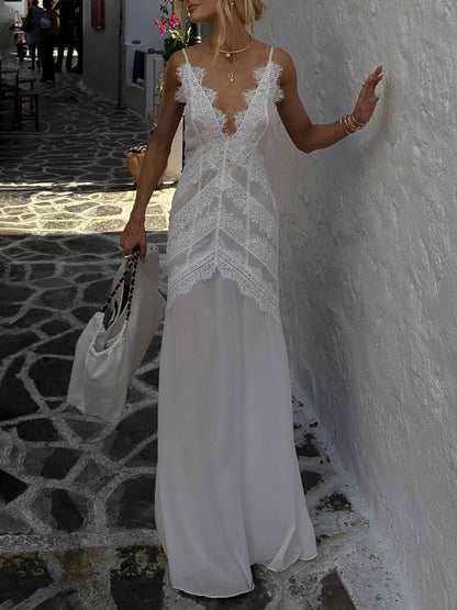 Sexy Lace Strapless Maxi Dress