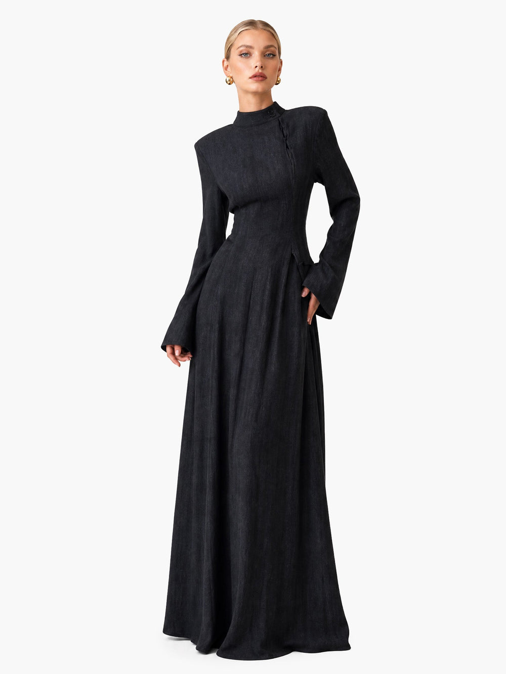Elegant Stand Collar Long Sleeve Top & Pant Two-Piece Set