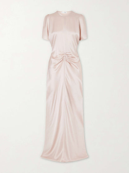 Satin Flutter Sleeve Dress