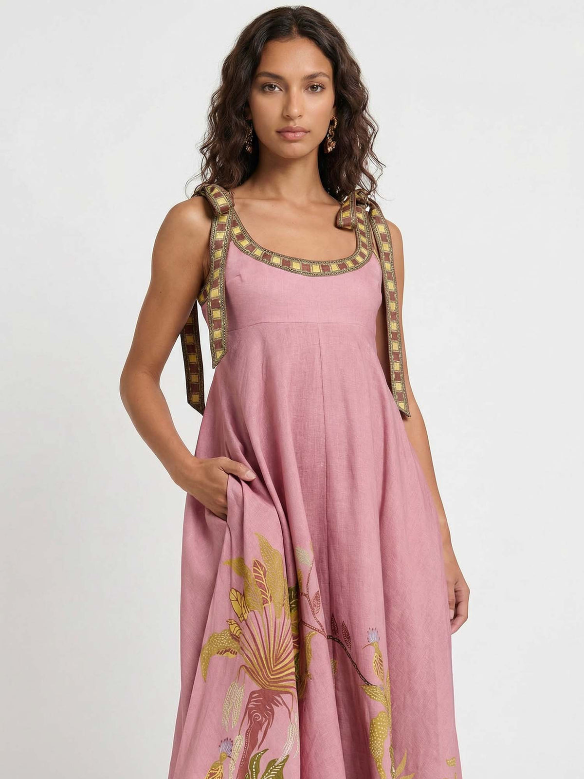 Unique Tropical Lizard Print Maxi Dress