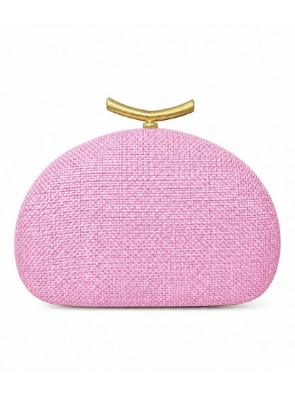 Fashion Half-Moon Woven Straw Clutch Bag