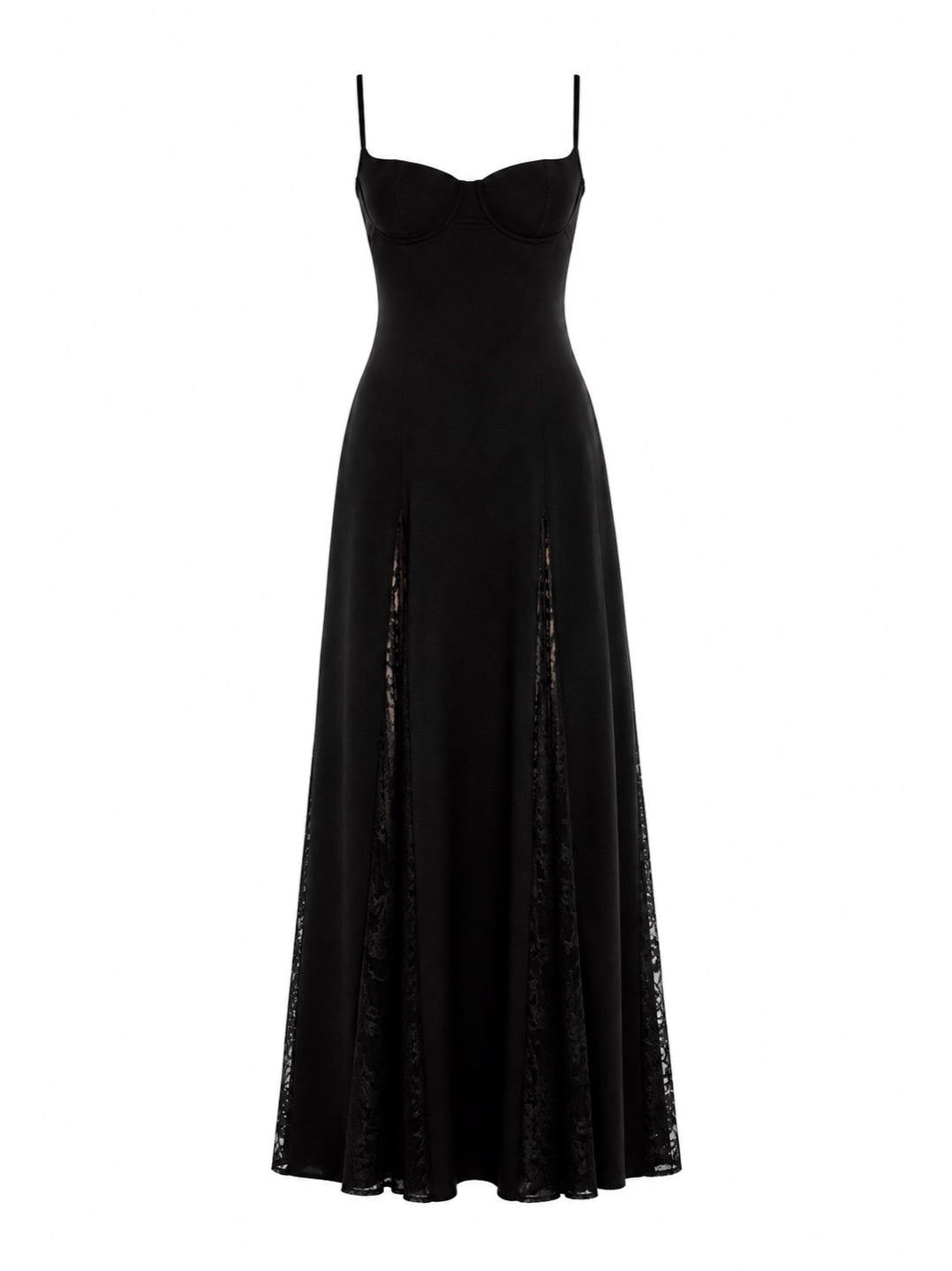 Elegant Satin Lace Patchwork Spaghetti Strap Maxi Dress