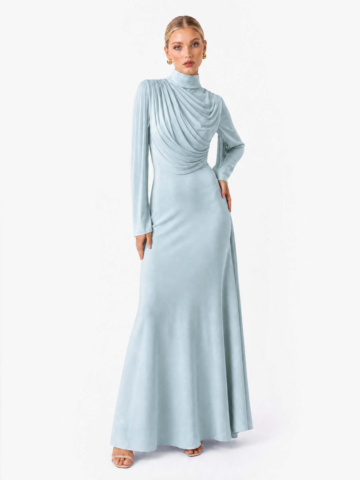Pleated Design Ribbon Maxi Dress