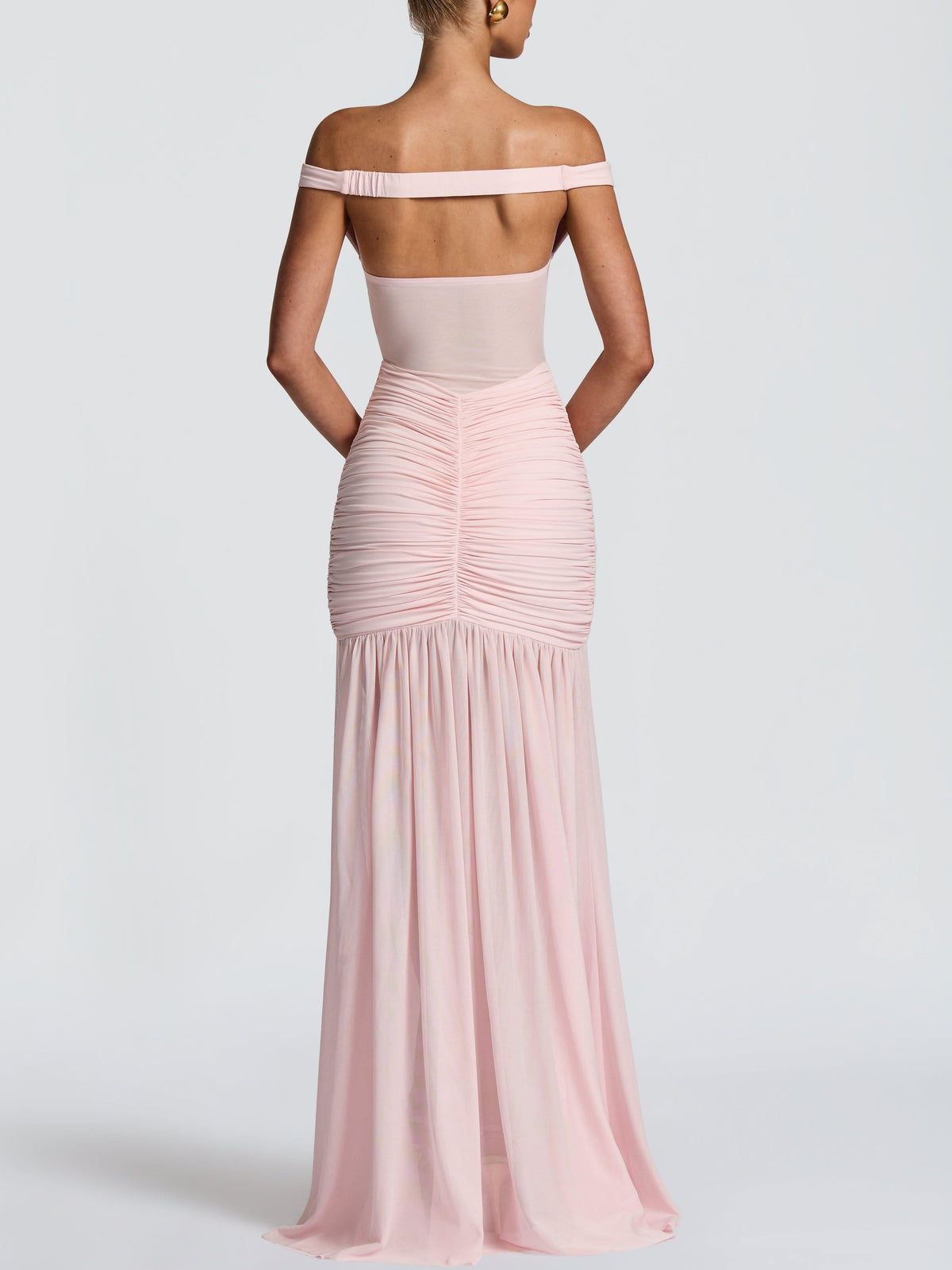 Off-The-Shoulder Mesh Maxi Dress