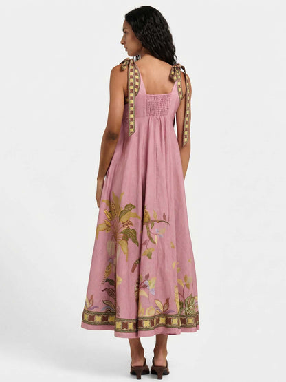 Unique Tropical Lizard Print Maxi Dress