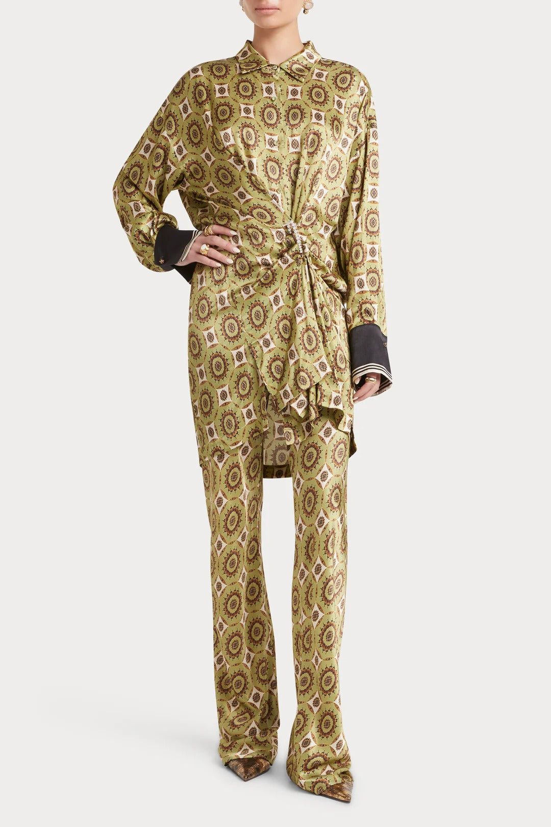 Retro Quiet Luxury Satin Two-Piece Set