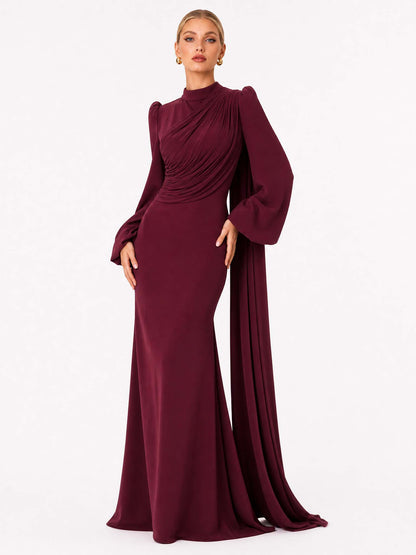 Pleated Design Ribbon Maxi Dress