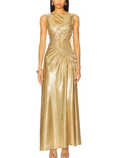 Sequin Sleeveless Cut-Out Maxi Dress